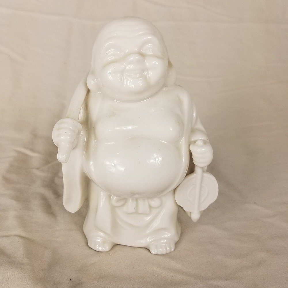 Lenwile China Laughing Buddha Figurine OS White Good Vintage 6017N Porcelain 5in
